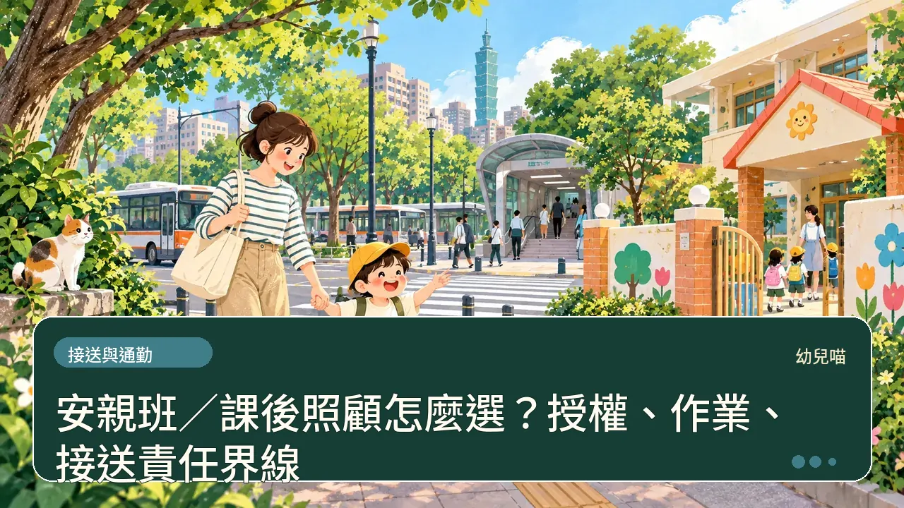 安親班／課後照顧怎麼選？授權、作業、接送責任界線主題插畫