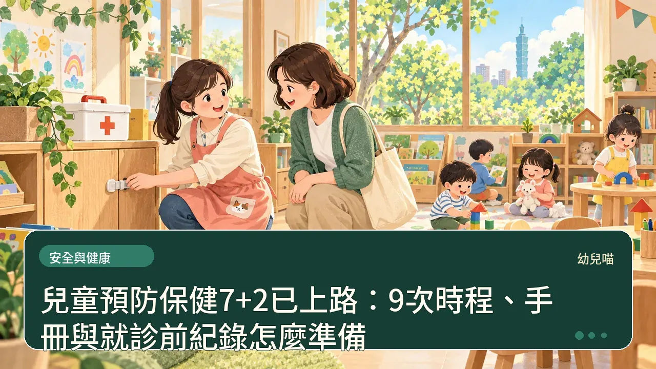 兒童預防保健7+2已上路：9次時程、手冊與就診前紀錄怎麼準備主題插畫