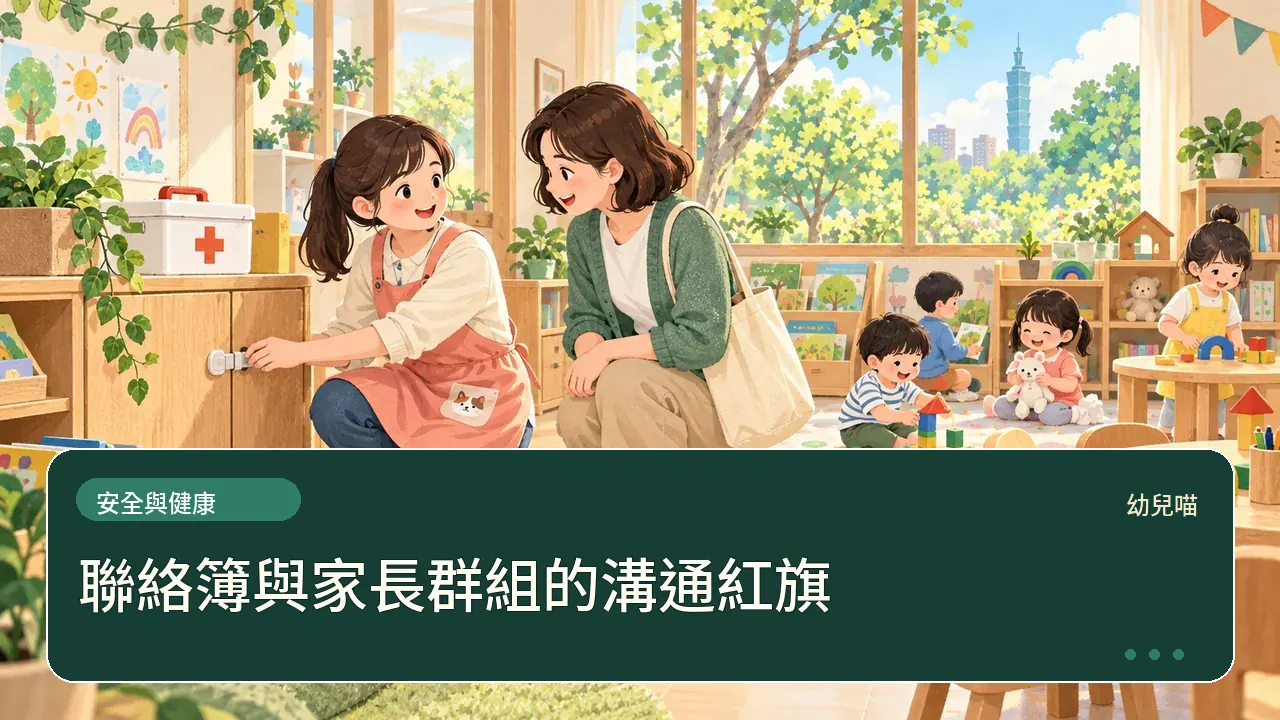 聯絡簿與家長群組的溝通紅旗主題插畫