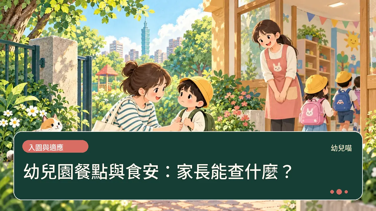 幼兒園餐點與食安：家長能查什麼？主題插畫