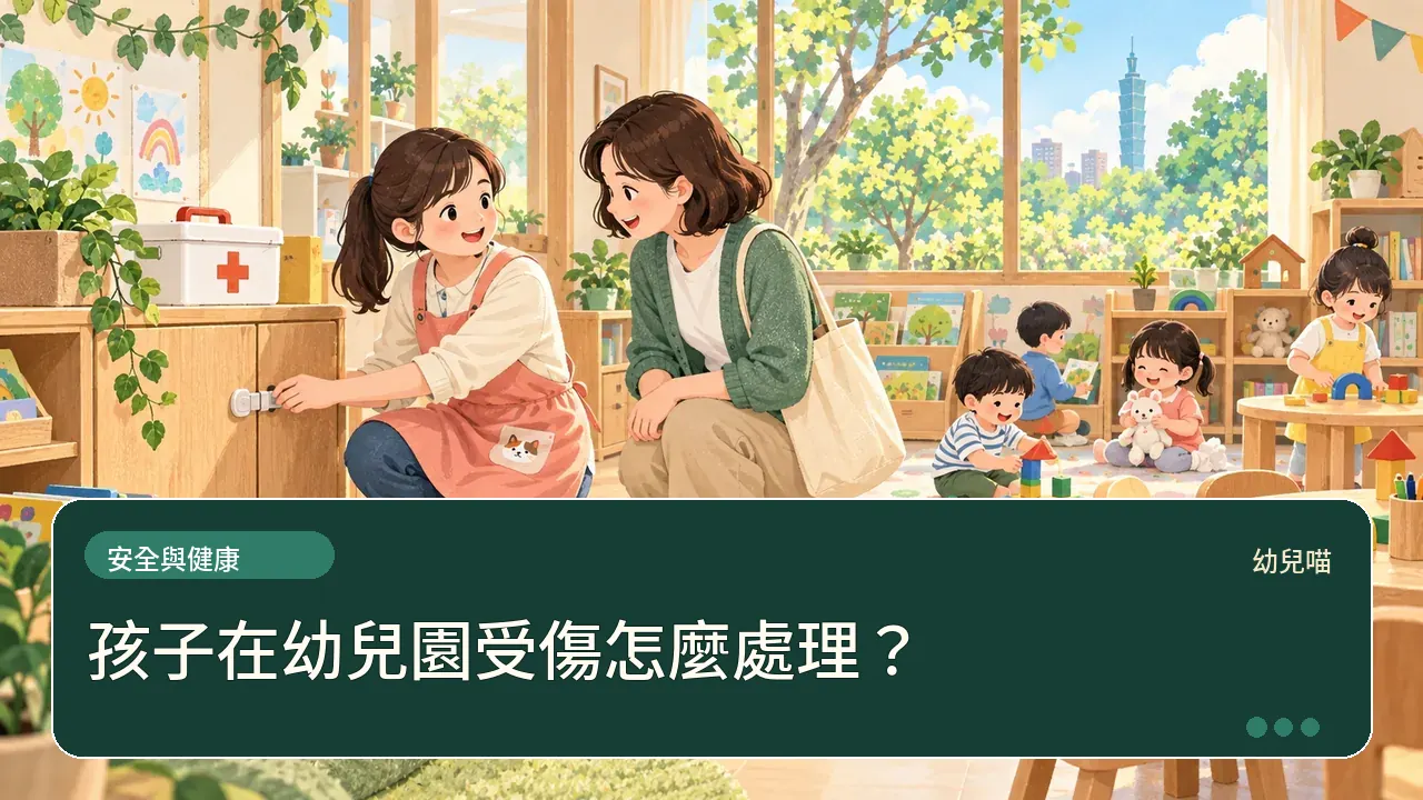 孩子在幼兒園受傷怎麼處理?主題插畫