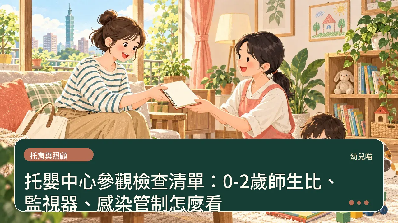 托嬰中心參觀檢查清單：0-2歲師生比、監視器、感染管制怎麼看主題插畫