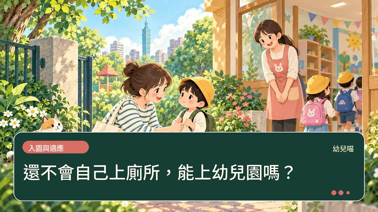 還不會自己上廁所,能上幼兒園嗎?主題插畫