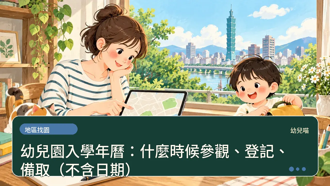幼兒園入學年曆:什麼時候參觀、登記、備取(不含日期)主題插畫