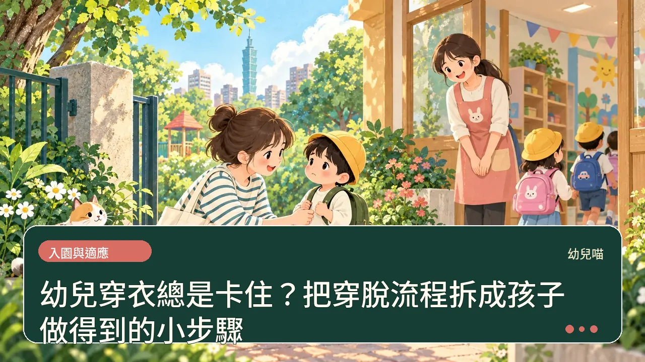 幼兒穿衣總是卡住?把穿脫流程拆成孩子做得到的小步驟主題插畫
