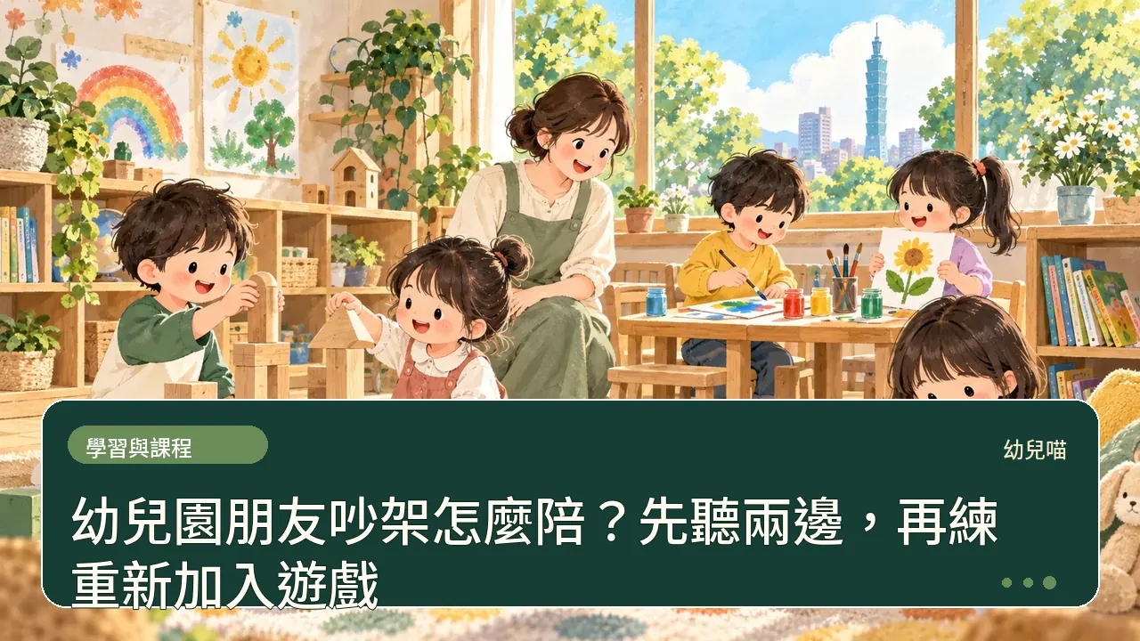 幼兒園朋友吵架怎麼陪？先聽兩邊，再練重新加入遊戲主題插畫