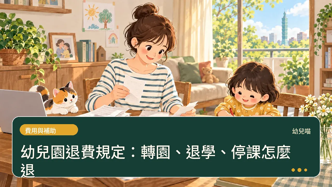 幼兒園退費規定:轉園、退學、停課怎麼退主題插畫