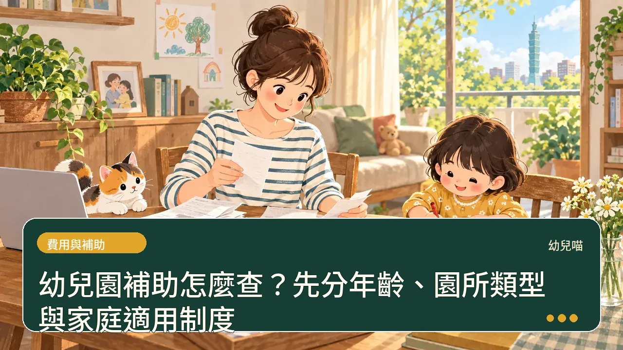 幼兒園補助怎麼查?先分年齡、園所類型與家庭適用制度主題插畫